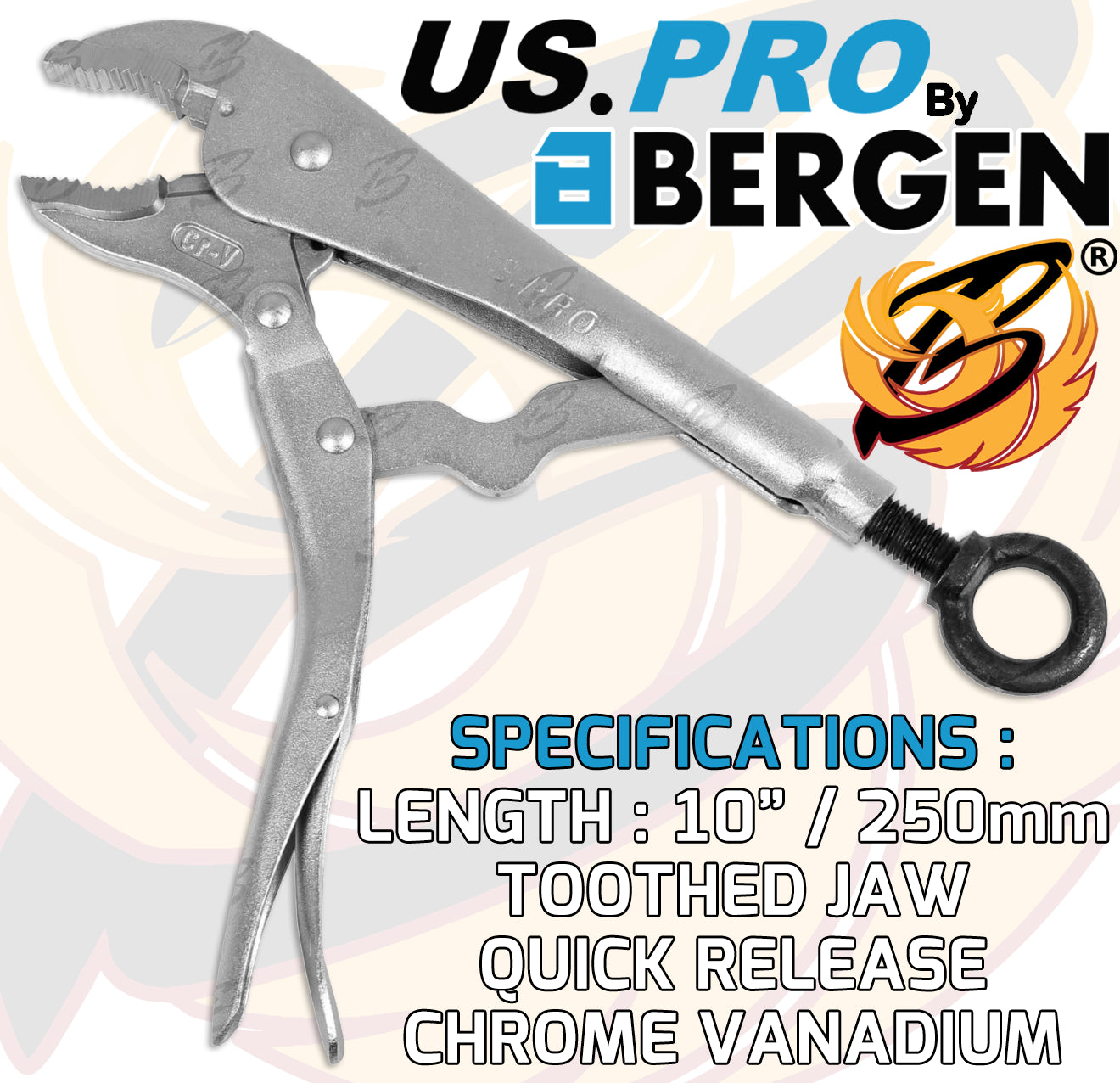 US PRO 10" CURVED JAW LOCKING PLIER WITH EASY ADJUSTMENT