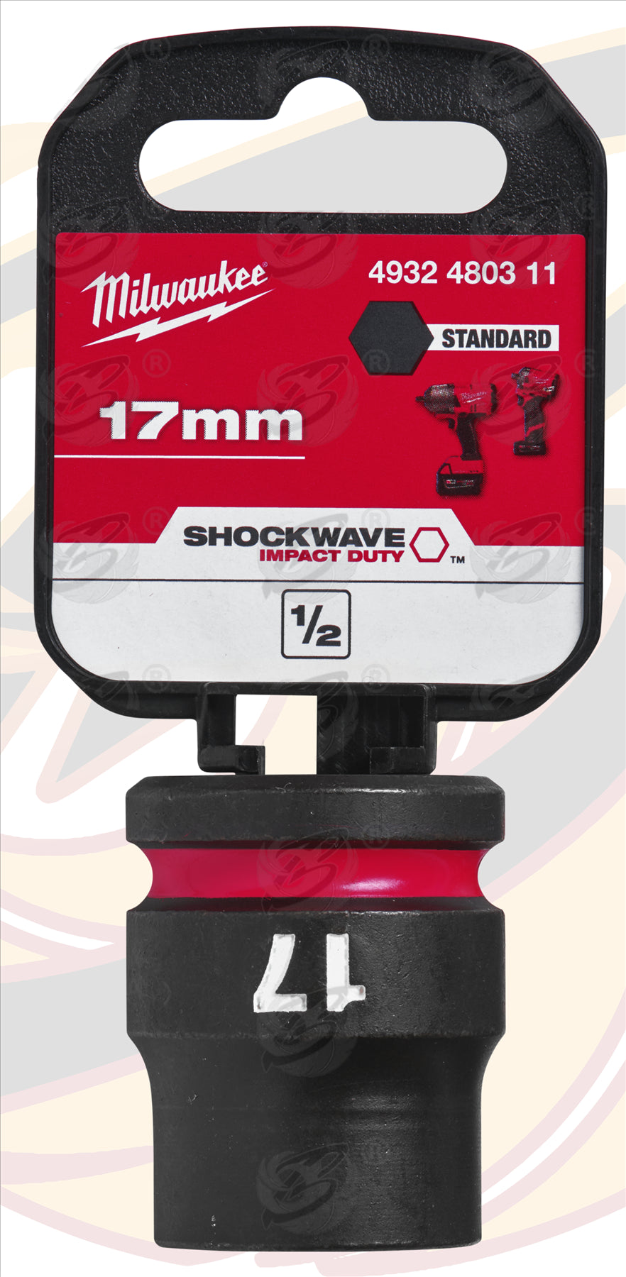 MILWAUKEE 17MM 1/2" DRIVE 6 POINT SHALLOW IMPACT SOCKET ( SINGLE )