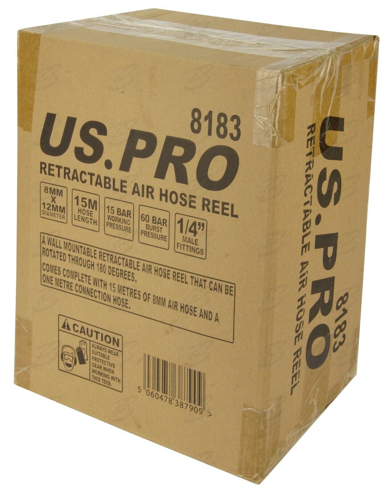 US Pro 15M x 8mm Retractable Air Line Hose Reel 8183