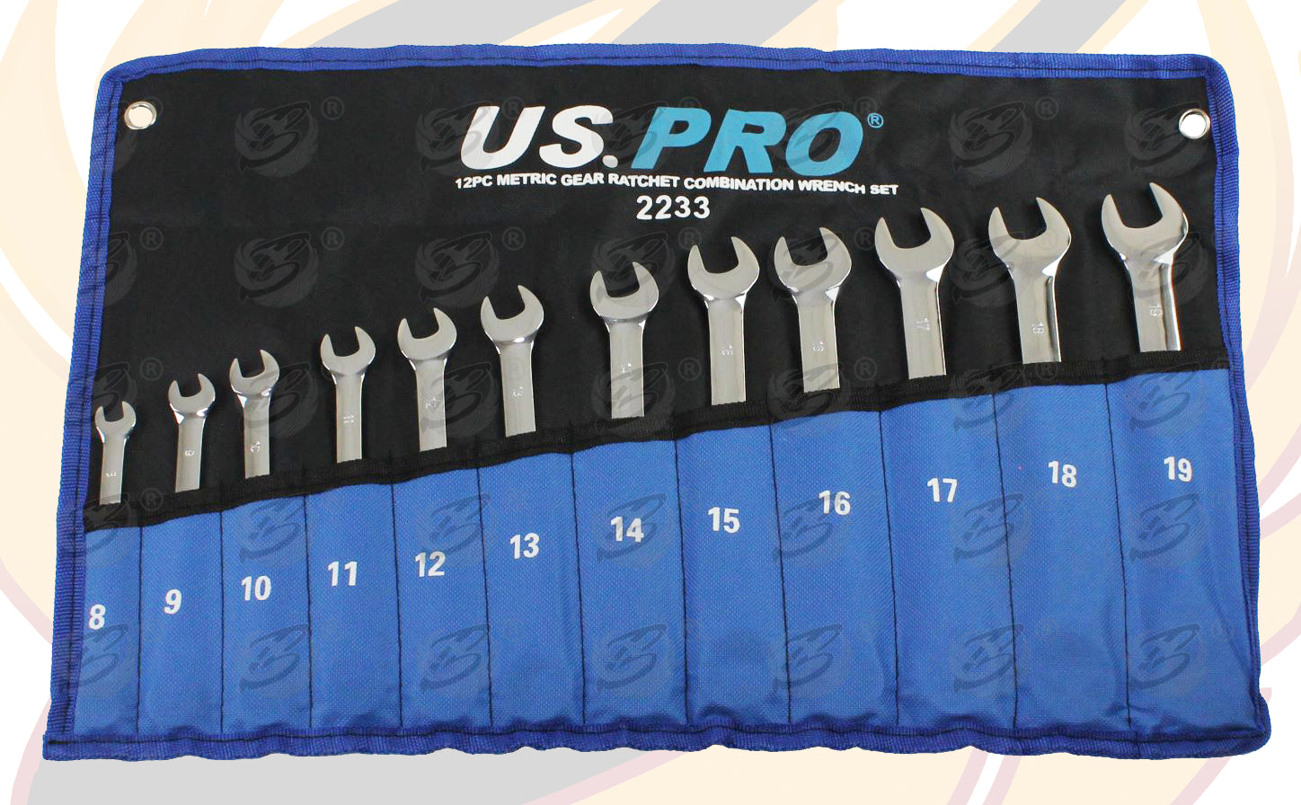 US PRO 24PCS SPANNER & STUBBY RATCHET SPANNER SET 8MM - 19MM
