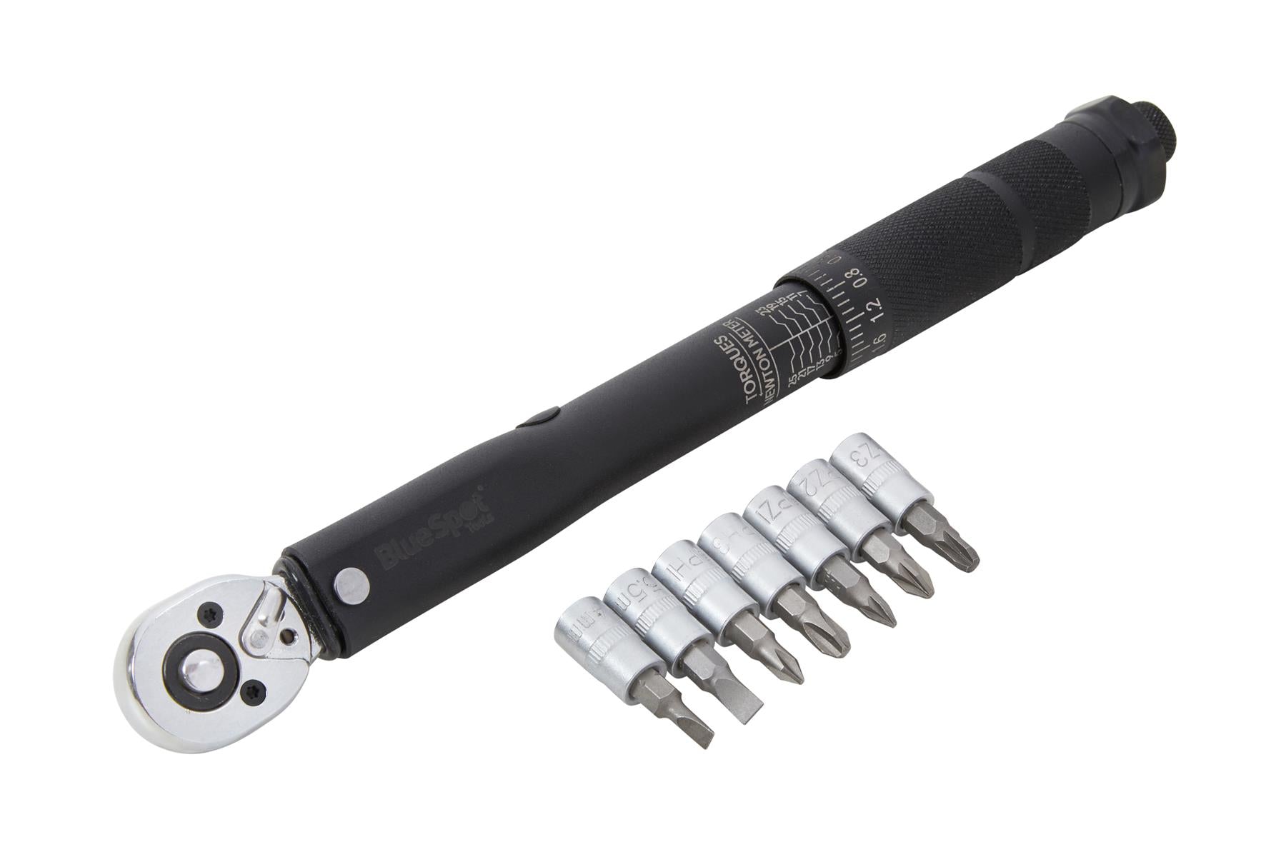 BlueSpot 8 Piece 1/4" 45 Tooth Torque Wrench & Socket Bit Set ( 5Nm - 25Nm ) ( PZ1 - PZ3 ) ( PH1 - PH3 ) ( SL4 - SL5.5 )  01999
