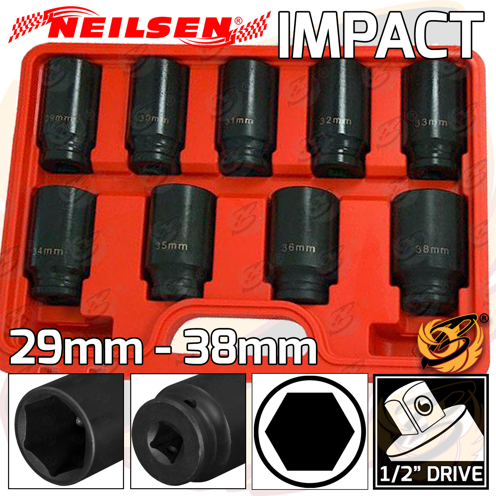 Neilsen Axle Nut Socket 9 Piece Set ( CT3256 )