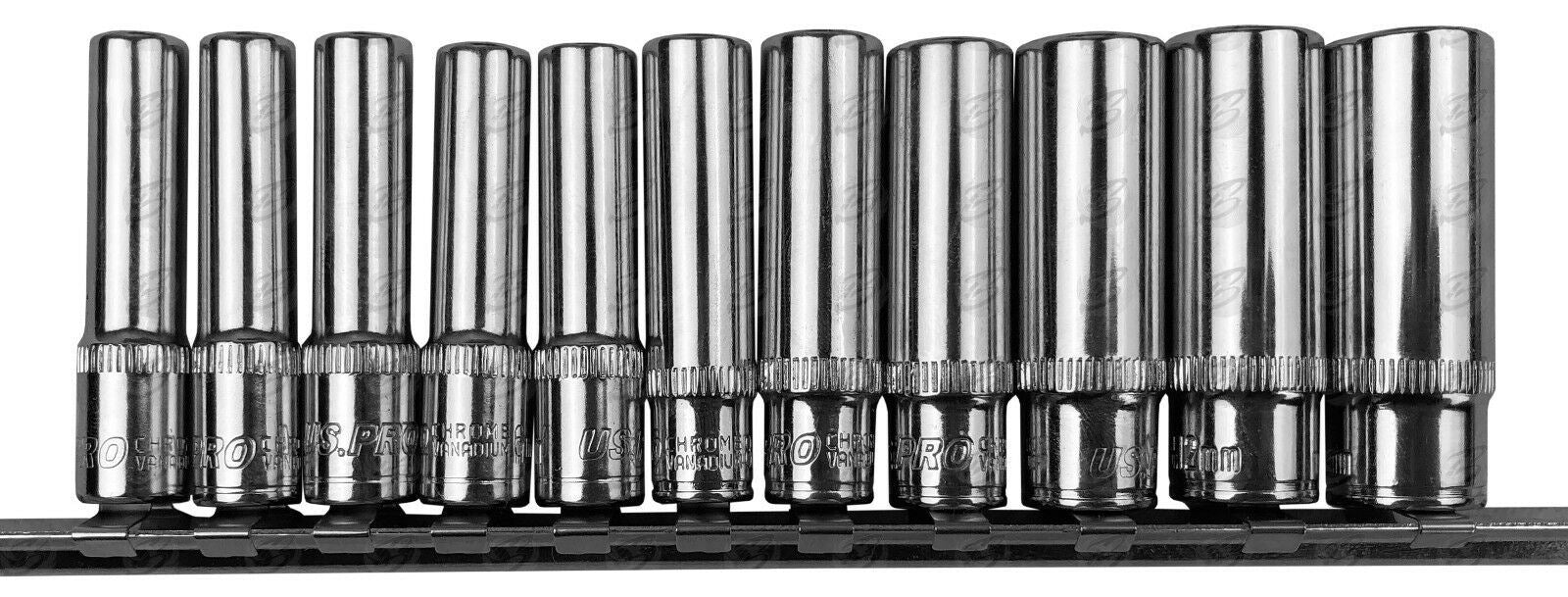 US PRO 11PCS 1/4" DRIVE 6 POINT DEEP SOCKETS 4MM - 13MM