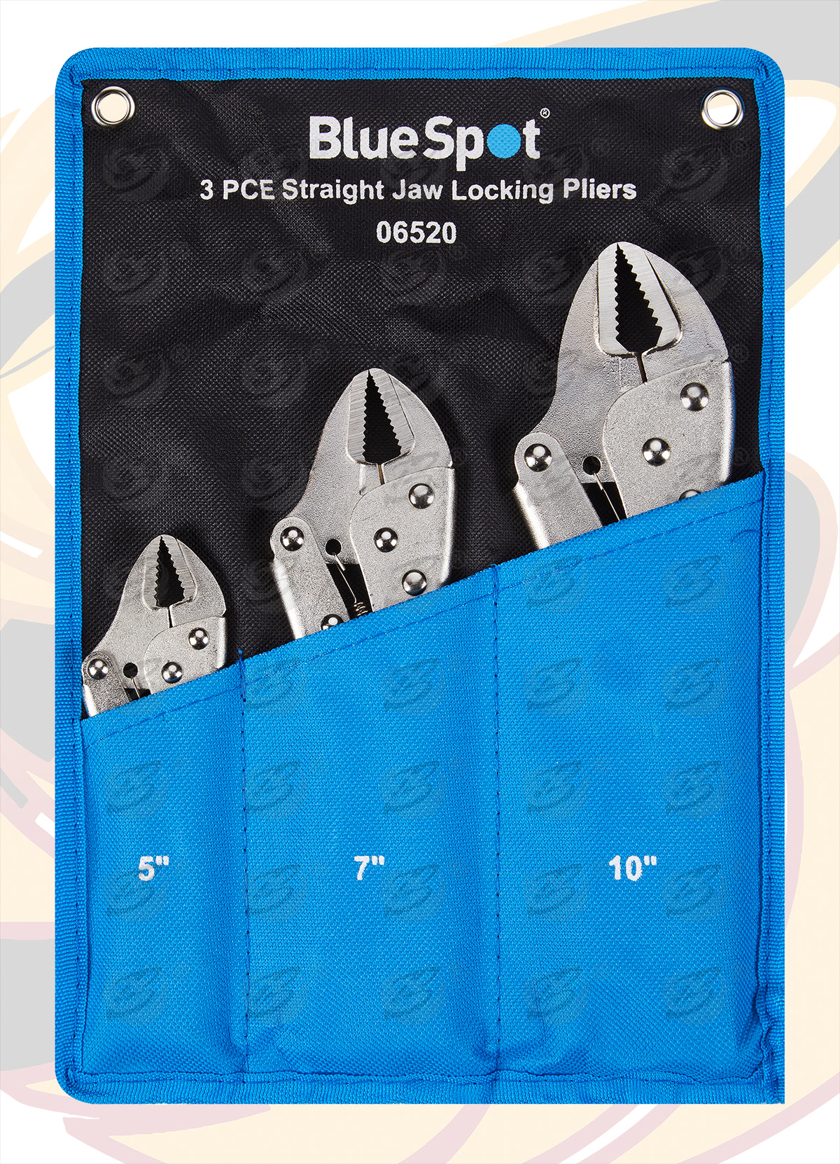 BLUESPOT 3 PCE STRAIGHT JAW LOCKING PLIERS IN WALLET (5", 7", 10")