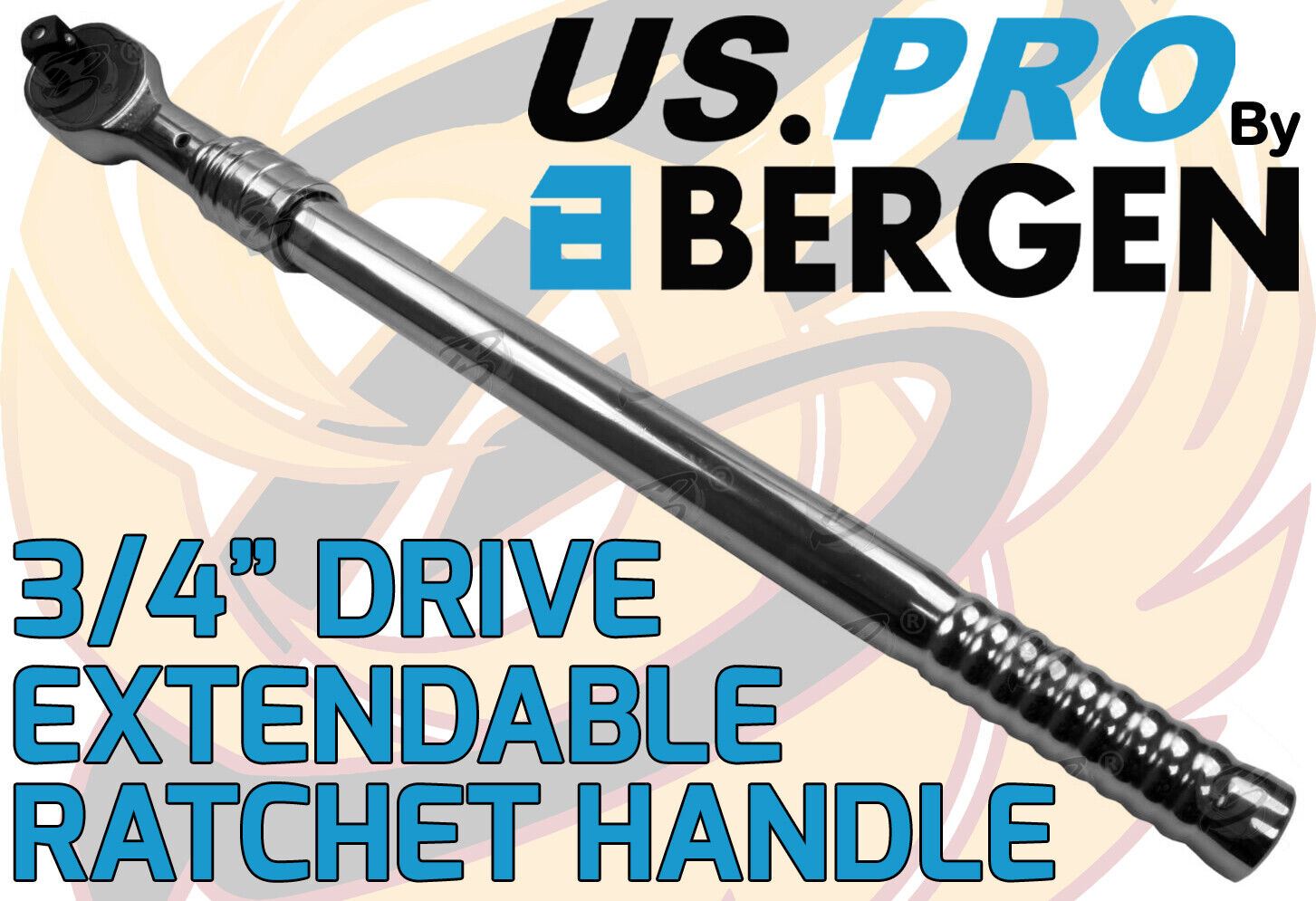 US PRO 3/4" DRIVE 24 TOOTH EXTENDABLE RATCHET HANDLE