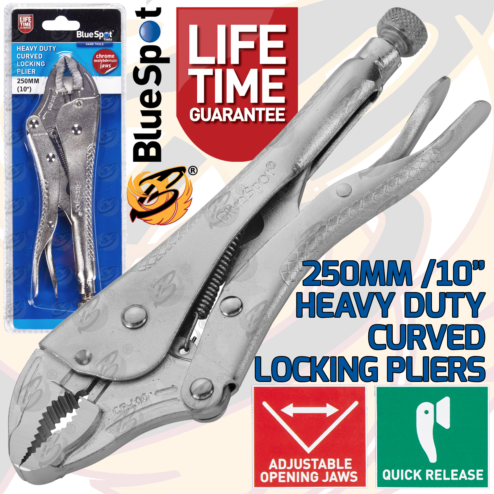 BlueSpot 250mm (10") Heavy Duty Curved Locking Plier ( 06532 )