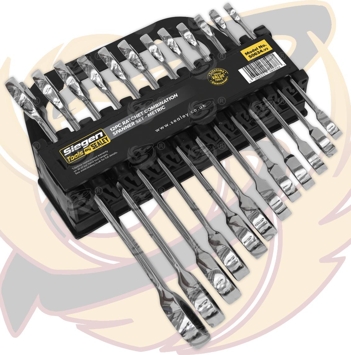 SIEGEN 12PCS COMBINATION RATCHET SPANNER SET 8MM - 19MM