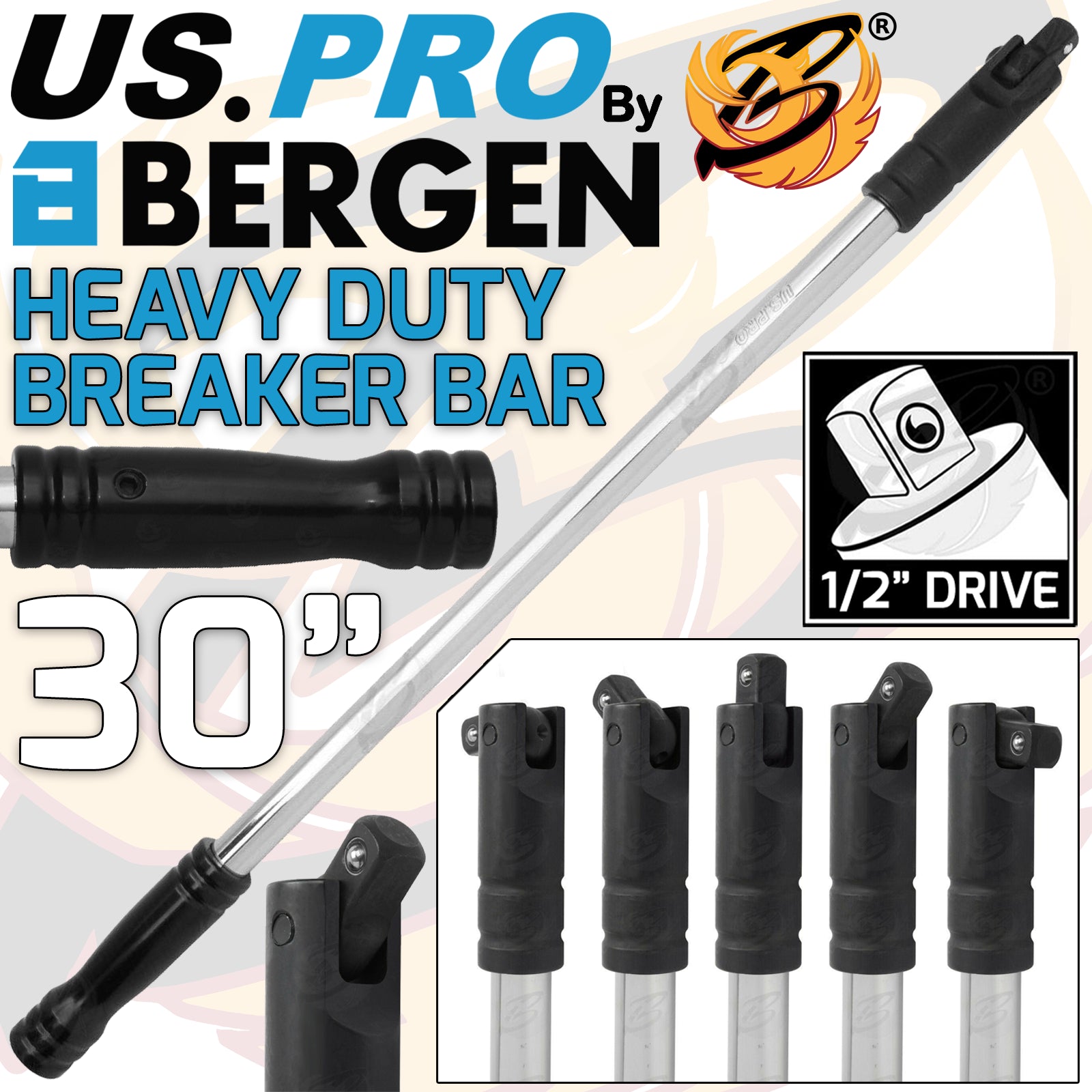 US PRO HEAVY DUTY 1/2" DRIVE 30" LONG BREAKER BAR
