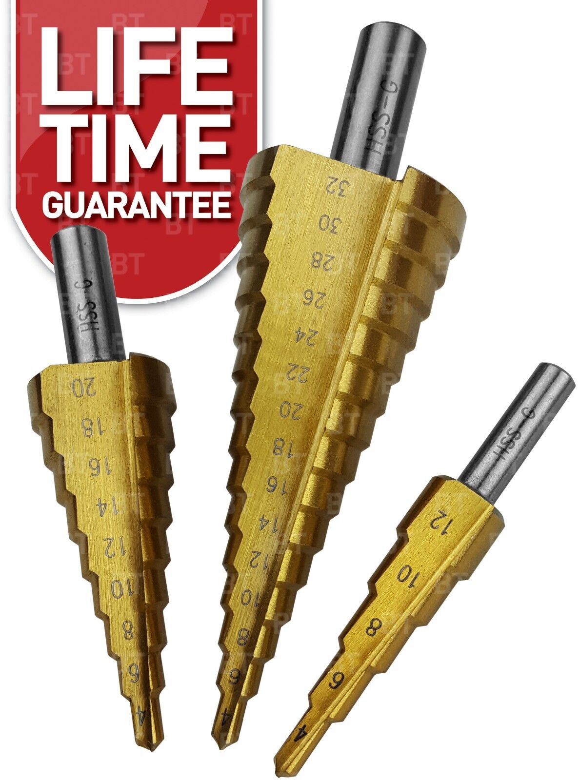 BlueSpot 3 Piece HSS Titanium Coated Step Drills 4mm - 32mm ( 20504 )