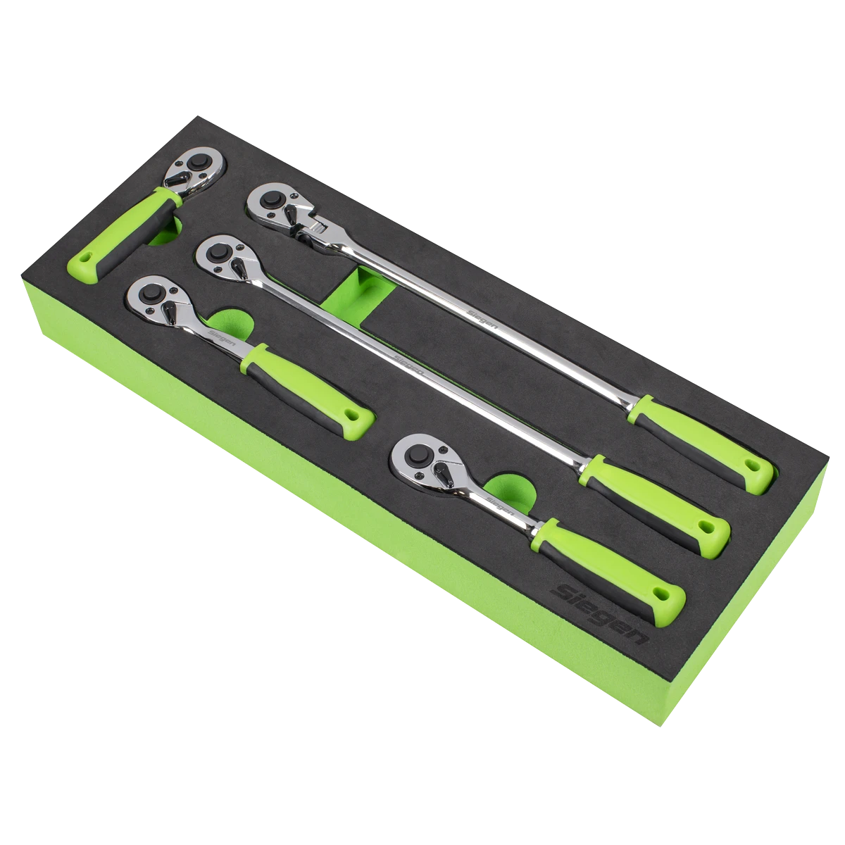 Siegen 5 Piece 1/4" Drive 72 Tooth Mixed Length, Standards & Flexible Head Ratchet Handle Set In EVA Foam Storage Block With A Manufacturers LifeTime Guarantee S01290