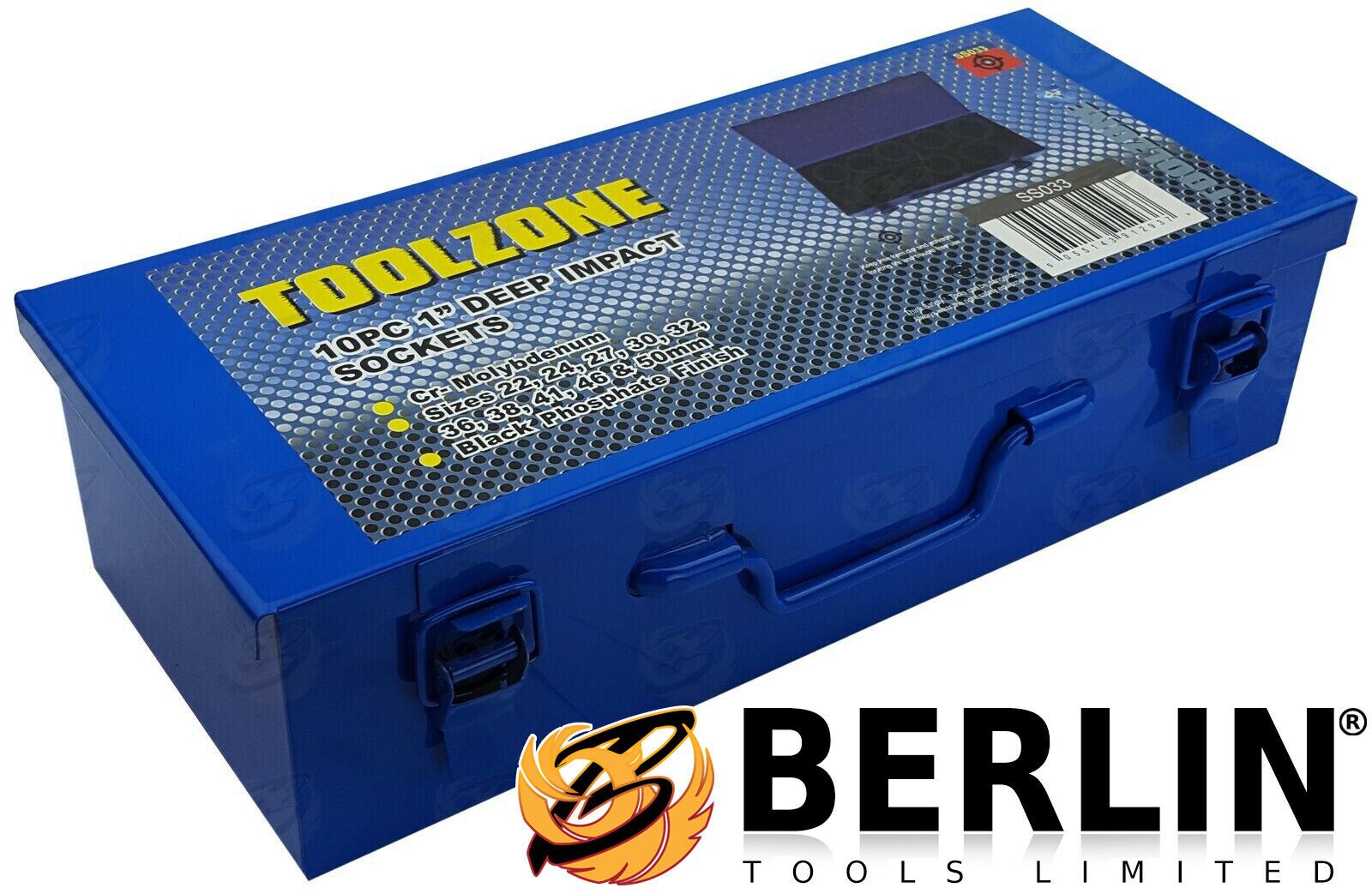 TOOLZONE 10PCS 1" DRIVE 6 POINT DEEP IMPACT SOCKETS 22MM - 50MM