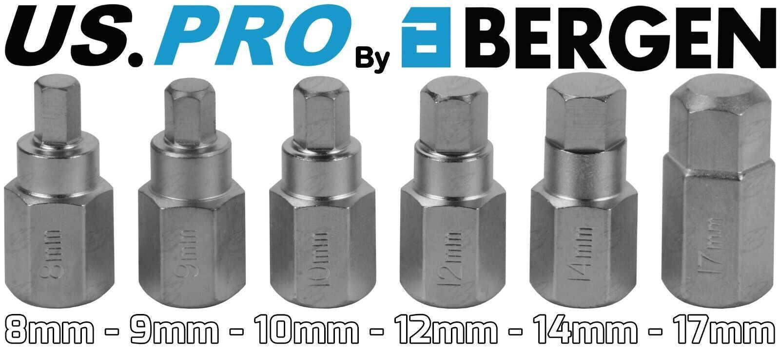 US Pro 12 Piece 3/8" Drive Drain Plug Key Set 3096