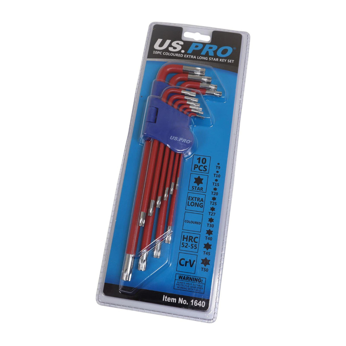 Us Pro 10 Piece Extra Long Torx / Star Key Set ( T9 - T50 )  1640
