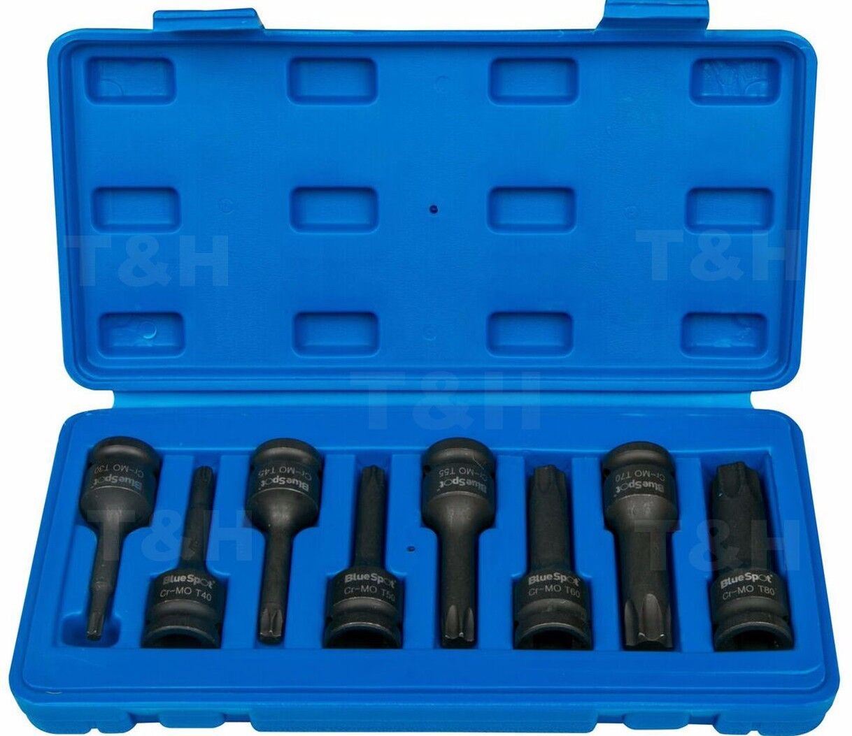 BLUESPOT 8PCS 1/2" DRIVE IMPACT TORX BIT SOCKETS T30 - T0