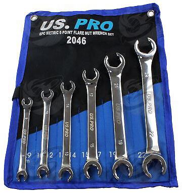 US Pro 6 Piece 6 Point Flare Nut Spanner Set 8mm - 24mm  2046