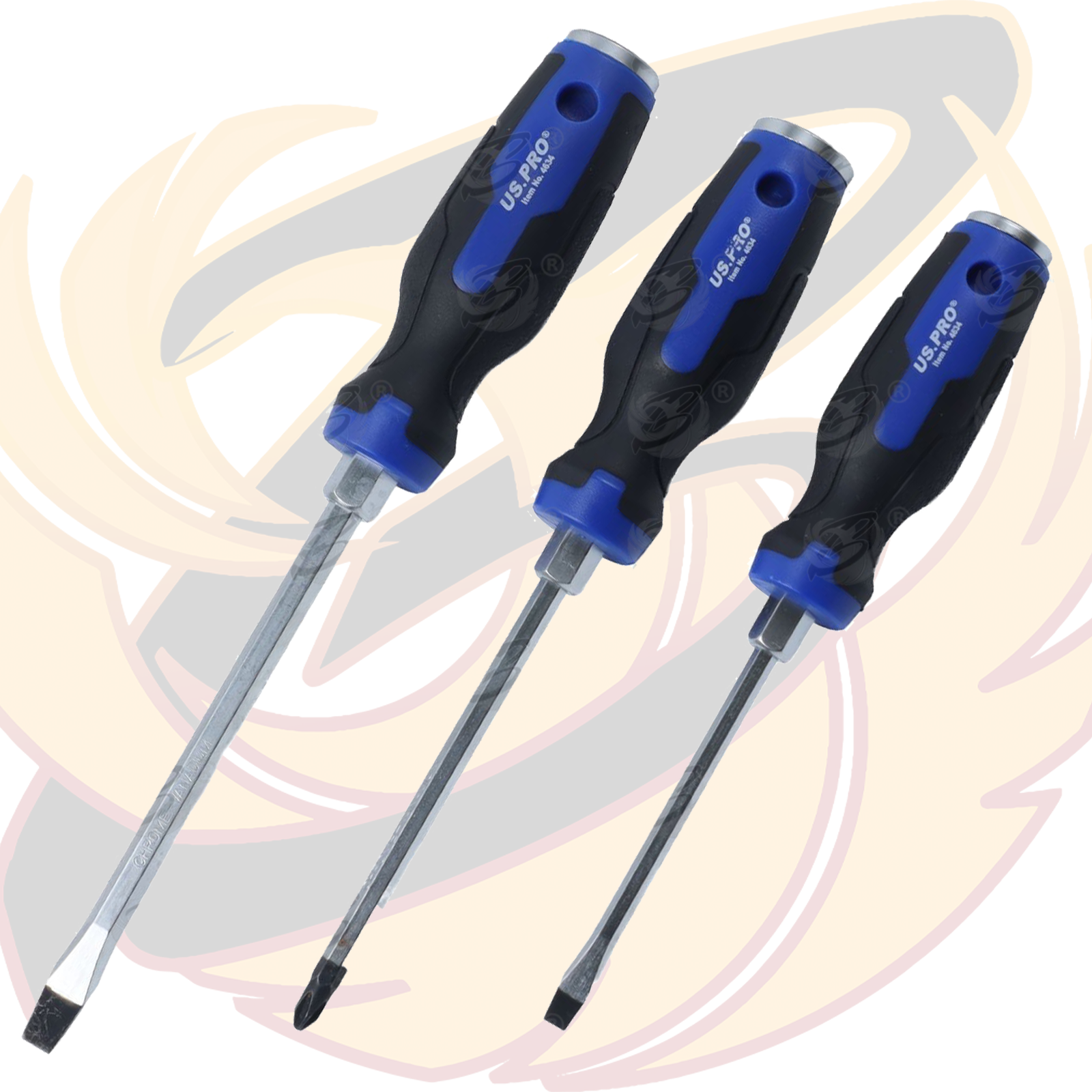 US Pro 10 Piece Go Through Screwdriver Set PH & SL ( 4634 )