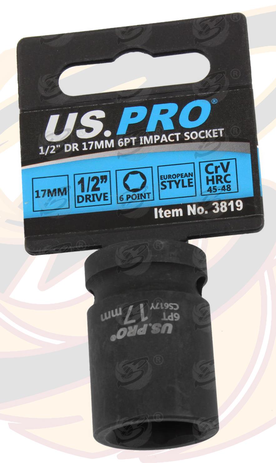 US PRO 17MM 1/2" DRIVE 6 POINT SHALLOW IMPACT SOCKET ( SINGLE )