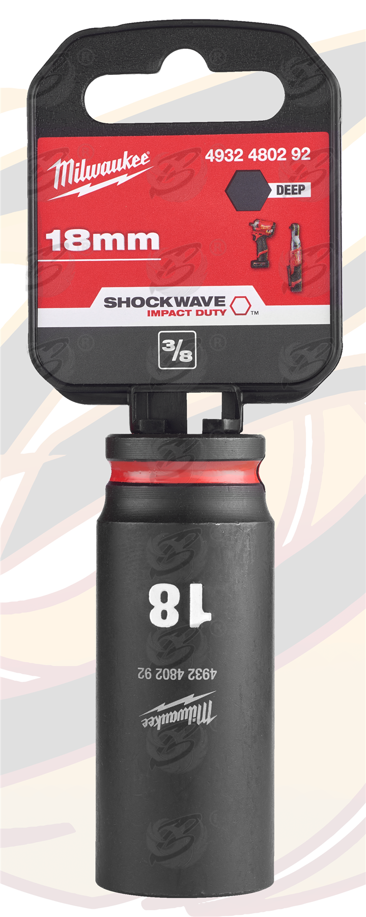 Milwaukee 18mm 3/8" Drive 6 Point Deep Impact Socket ( Single ) ( 4932480292 )