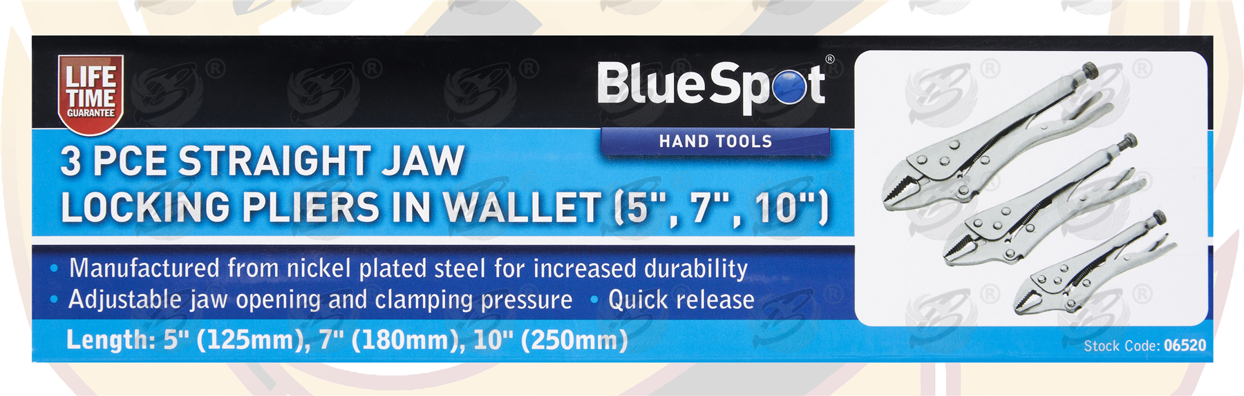 BlueSpot 3 Piece Straight Jaw Locking Pliers In Wallet (5" - 7" - 10") ( 06520 )