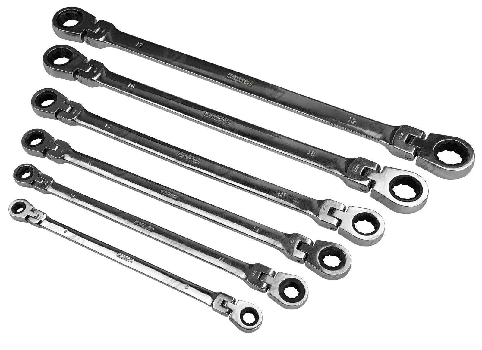 US Pro 10 Piece Double Ring Extra Long Rathcet Aviation Spanners 8mm - 19mm 2218