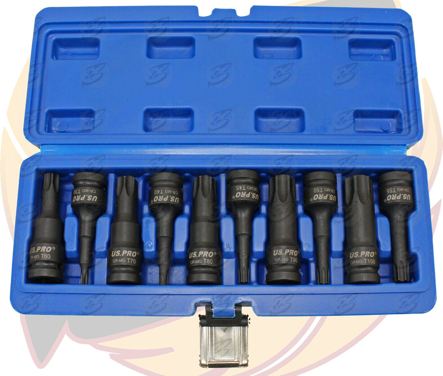 US Pro 10 Piece 1/2" Drive Impact Torx Bit Sockets T30 - T100  3638