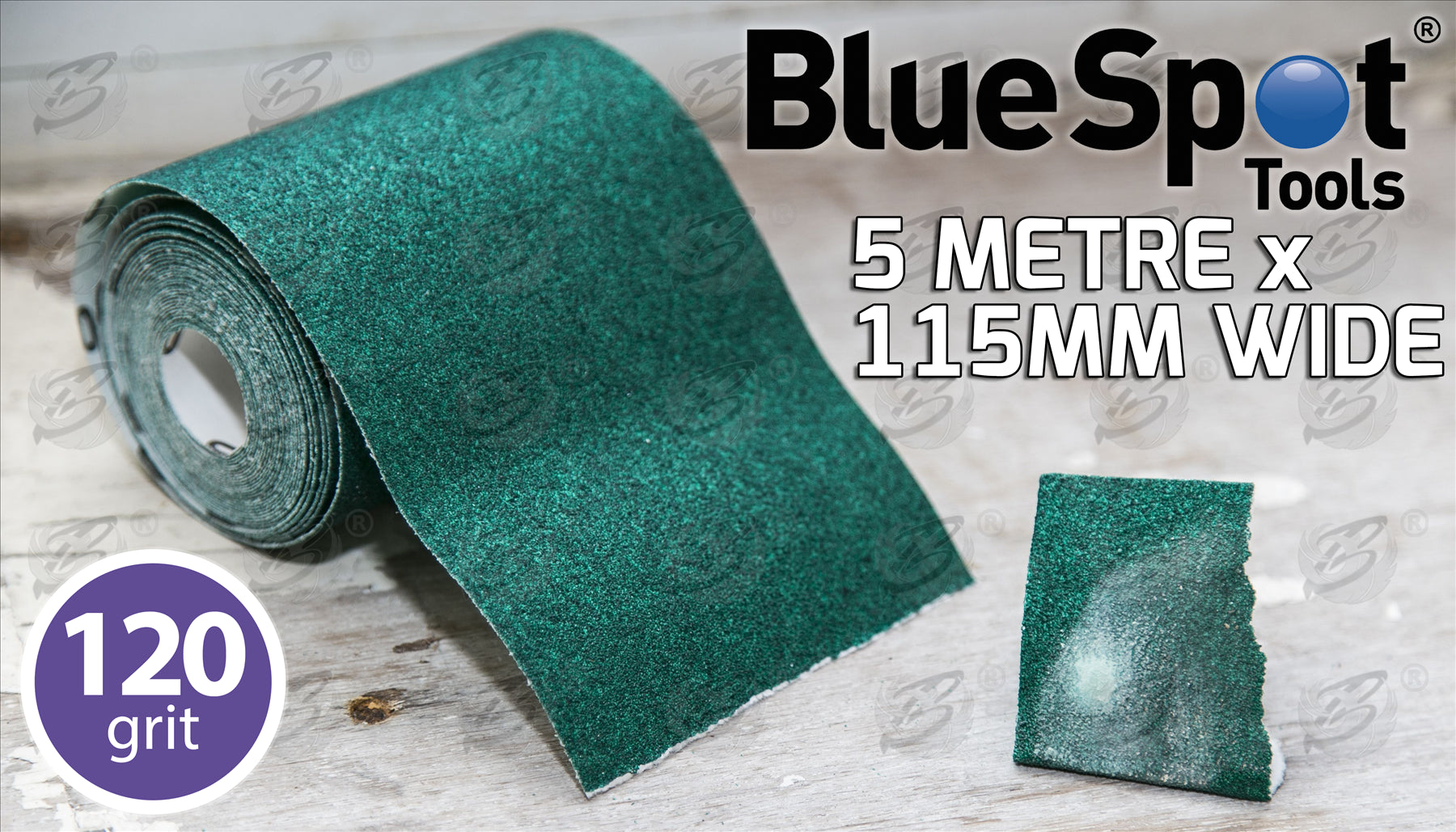 BLUESPOT 120 GRIT SANDING ROLL ( 5M x 115MM ) ( 2 ROLLS )