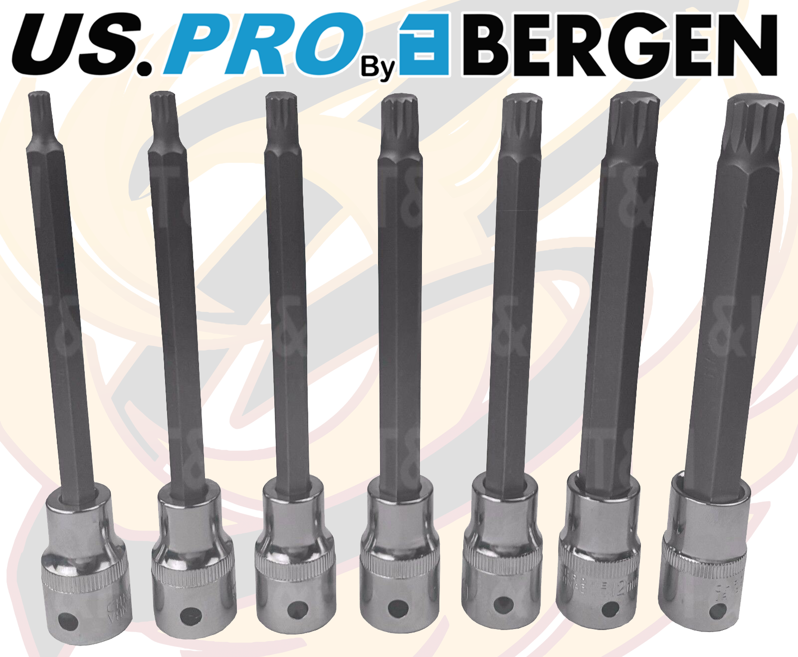 US Pro 26 Piece 1/2" Drive Spline Bit Sockets M5 - M16  3405