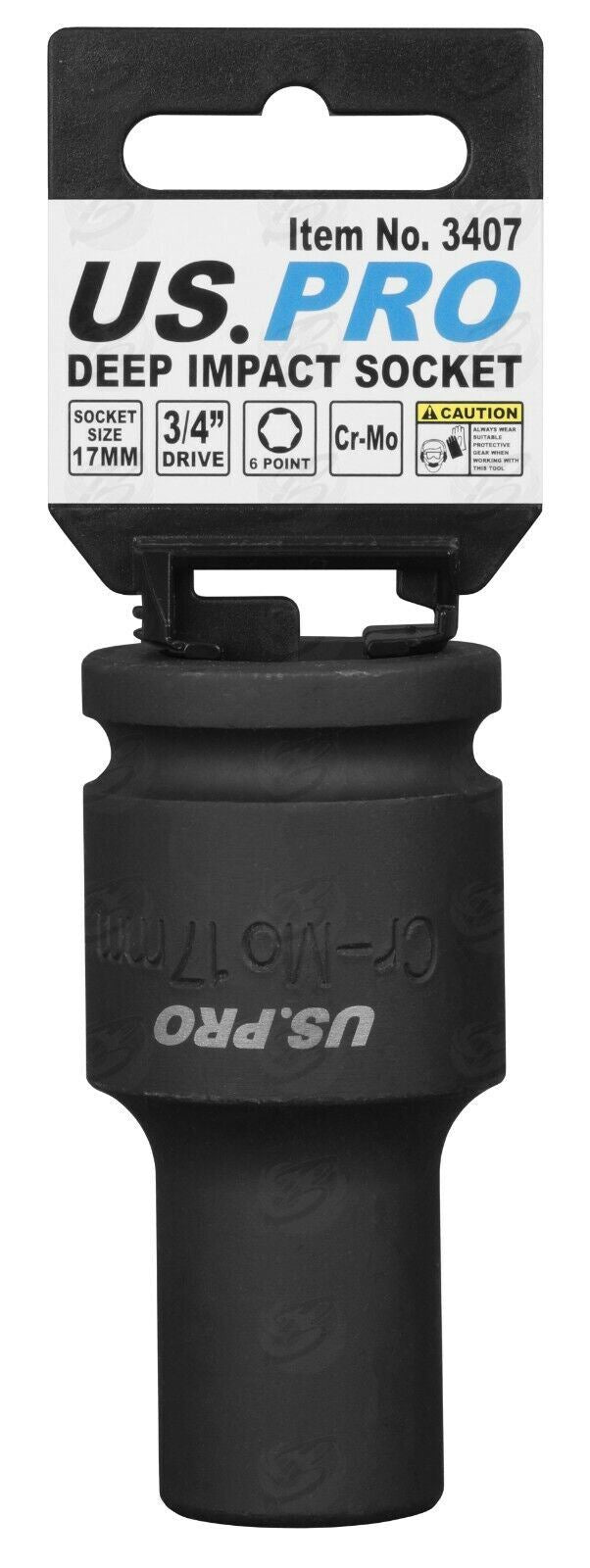 US Pro 17mm 3/4" Drive 6 Point Deep Impact Socket ( Single ) ( 3407 )