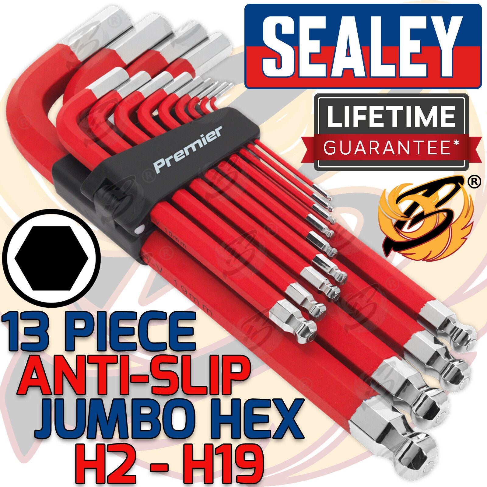 Sealey Jumbo Magnetic Anti Slip Hex Keys H2 - H19 ( AK7187 )