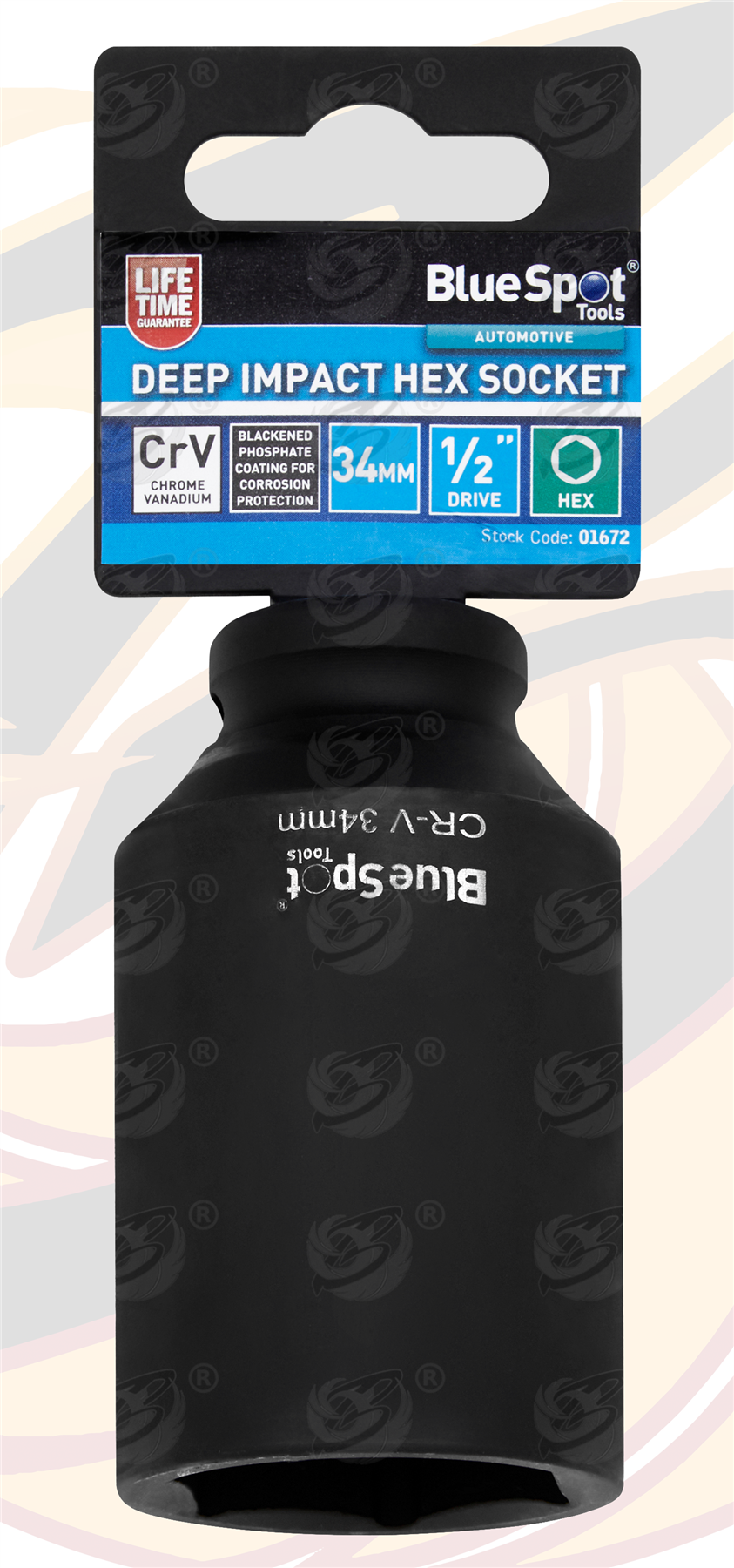 BlueSpot 34mm 1/2" Drive 6 Point Deep Impact Socket ( Single ) ( 01672 )