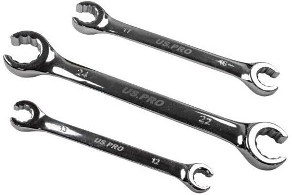 US Pro 7 Piece 12 Point Flare Nut Spanner Set 8mm - 24mm 2044
