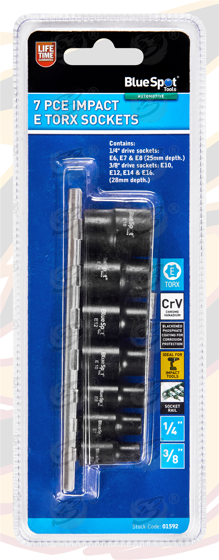 BlueSpot 7 Piece 1/4"-3/8" Impact E Torx Sockets ( 01592 )
