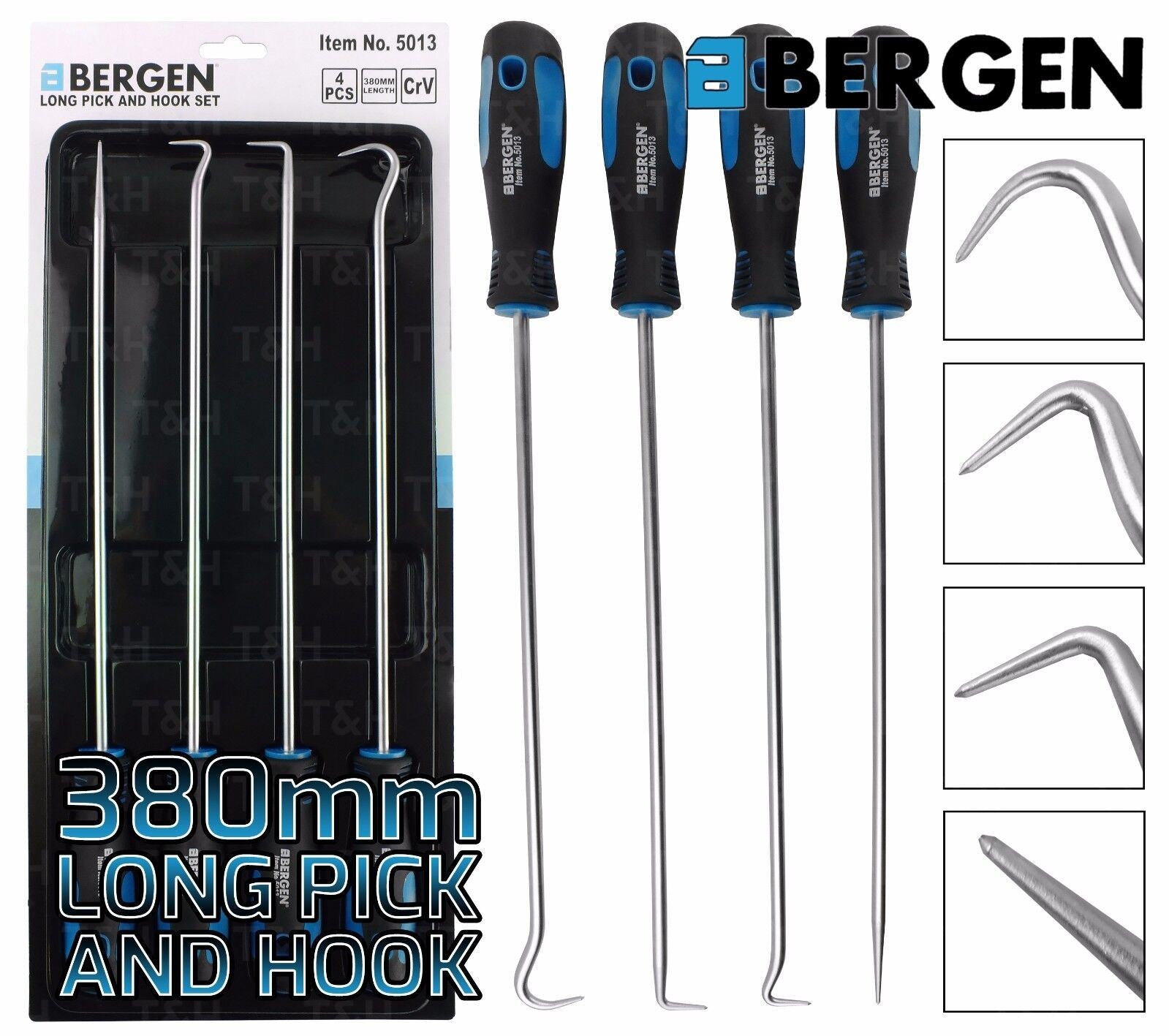 US Pro 4 Piece 380mm Extra Long Hook & Pick Set 5036