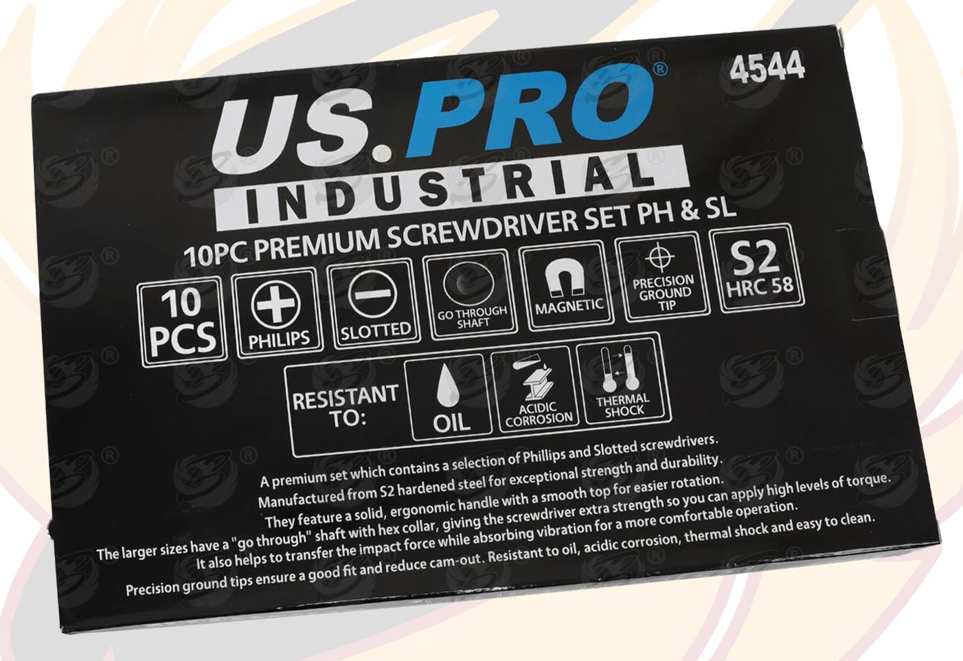 US PRO INDUSTRIAL 10PCS MAGNETIC GO THROUGH SCREWDRIVER SET ( SLOTTED - PHILLIPS )