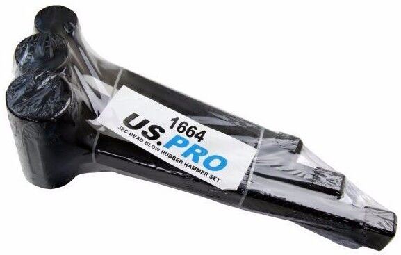 US PRO 3PCS DEAD BLOW RUBBER HAMMER SET 1LBS - 2LBS - 3LBS