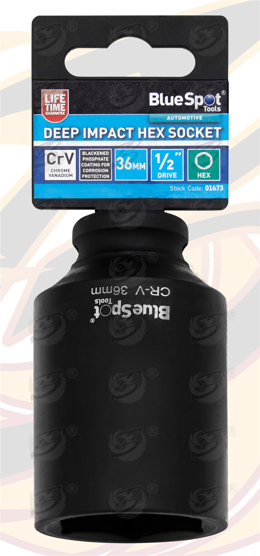 BlueSpot 36mm 1/2" Drive 6 Point Deep Impact Socket ( Single ) ( 01673 )