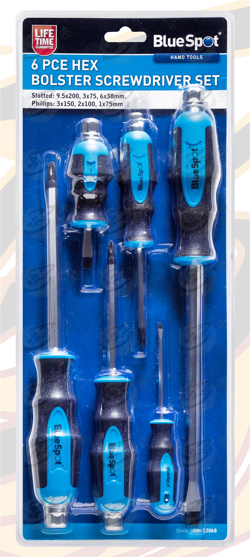 BlueSpot 6 Piece Magnetic Go Through Screwdriver Set ( Slotted - PHillips ) ( 12068 )