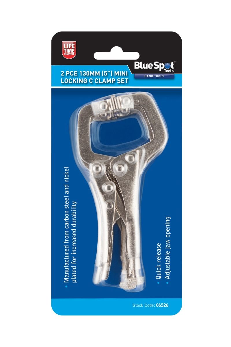 BlueSpot 2 Piece 100mm (4") Mini Locking C Clamp Set ( 06526 )