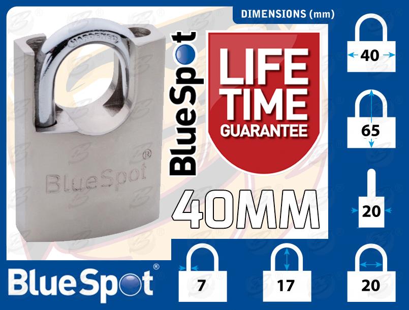 BLUESPOT 40MM SHROUDED SATIN FINISH PADLOCK