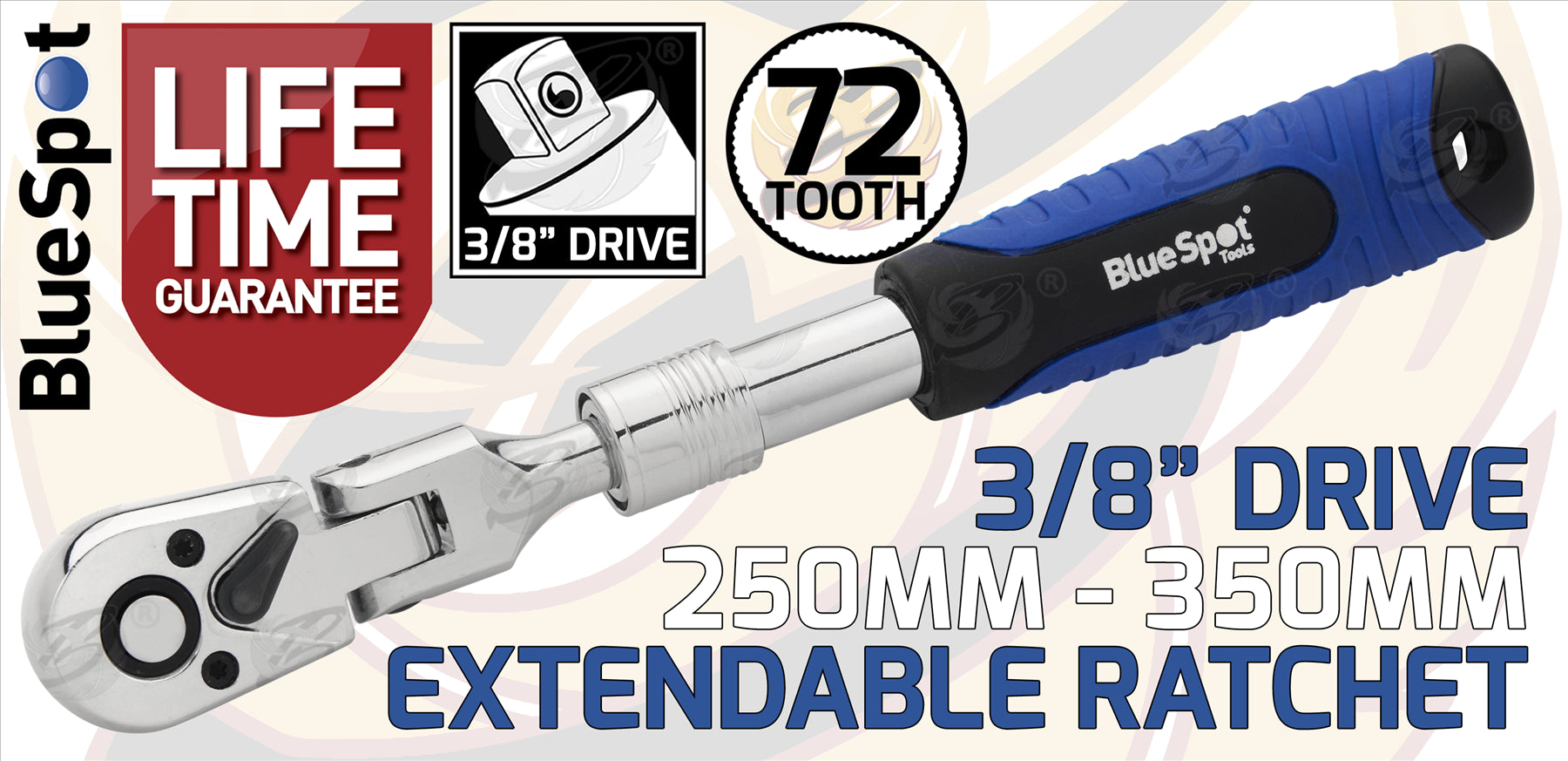 BLUESPOT 3PCS 1/4" & 3/8" & 1/2" DRIVE 72 TOOTH FLEXI EXTENDABLE RATCHET HANDLES