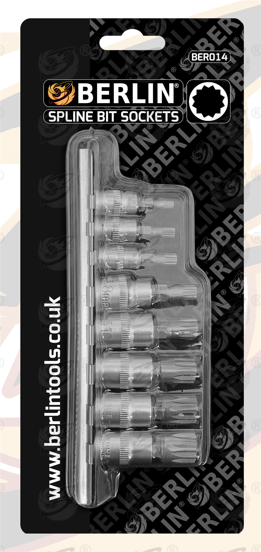Berlin 8 Piece 1/4" & 3/8" Drive Spline Bit Sockets M4 - M16 ( BER014 )