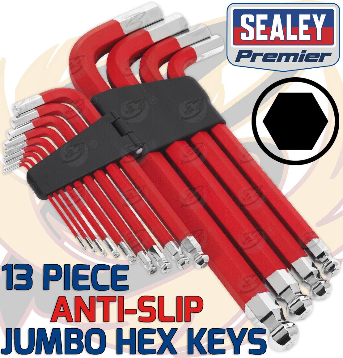 Sealey Jumbo Magnetic Anti Slip Hex Keys H2 - H19 ( AK7187 )