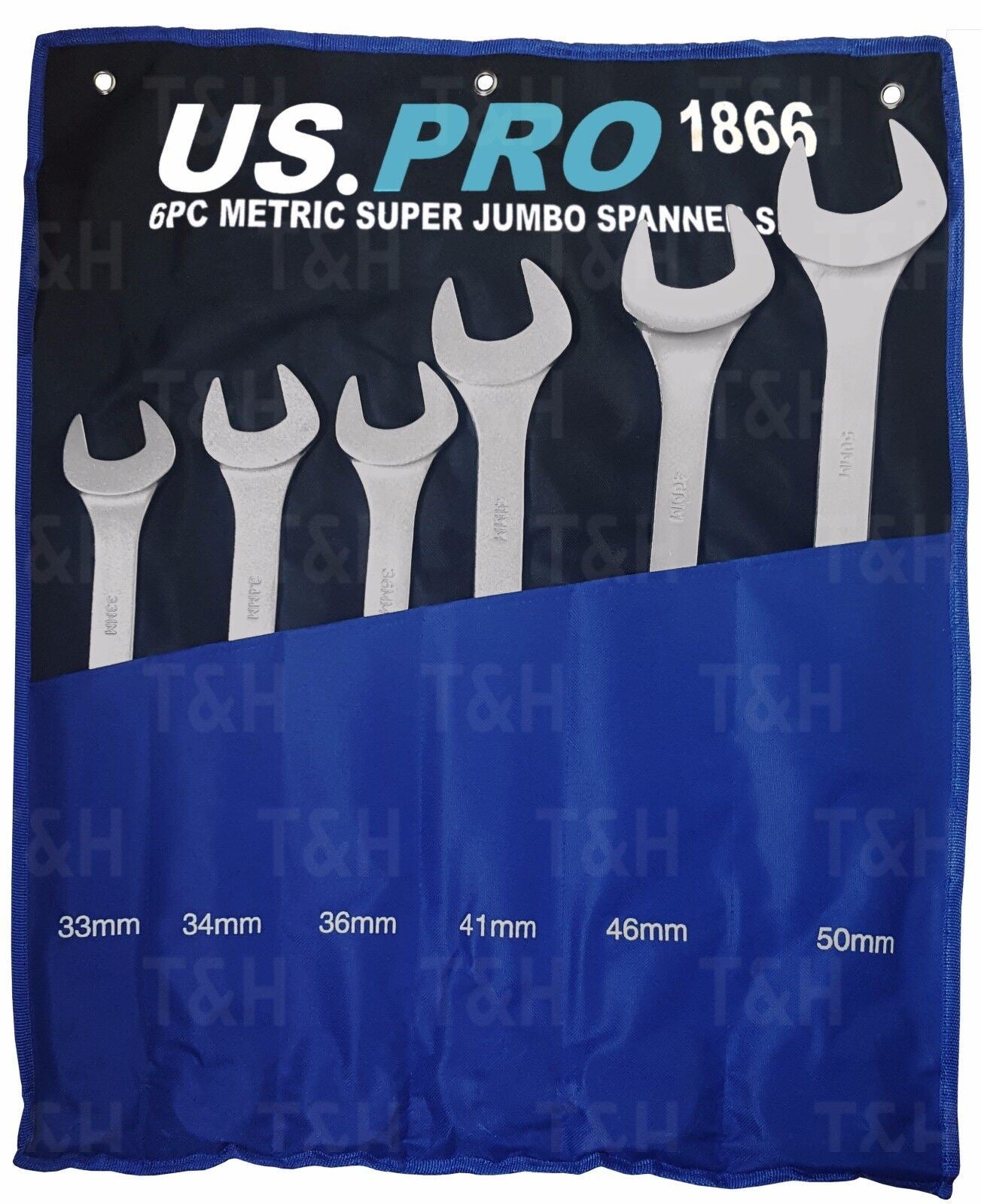 US Pro 6 Piece Jumbo Combination Spanner Set 33mm - 50mm  1866