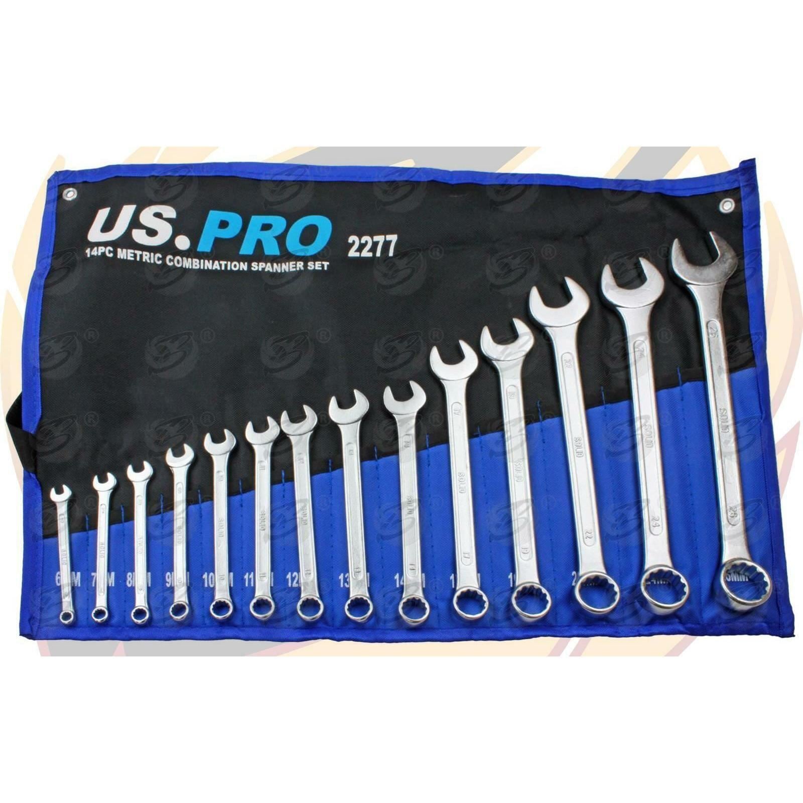 US PRO 14PCS COMBINATION SPANNER SET 6MM - 26MM