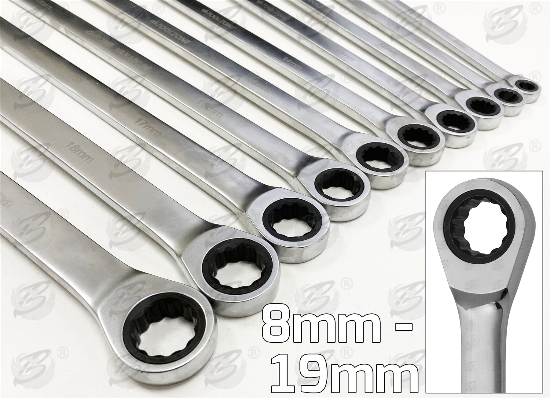 TOOLZONE 10PCS SINGLE RING EXTRA LONG RATCHET AVIATION SPANNERS 8MM - 10MM