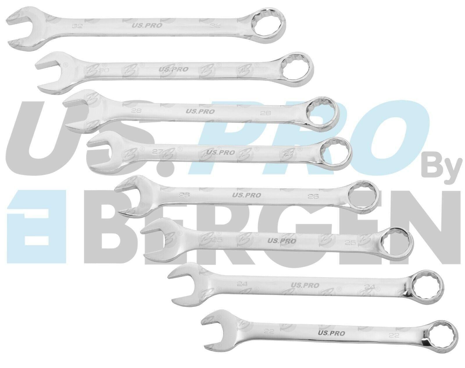 US PRO 8PCS JUMBO COMBINATION SPANNER SET 22MM - 32MM