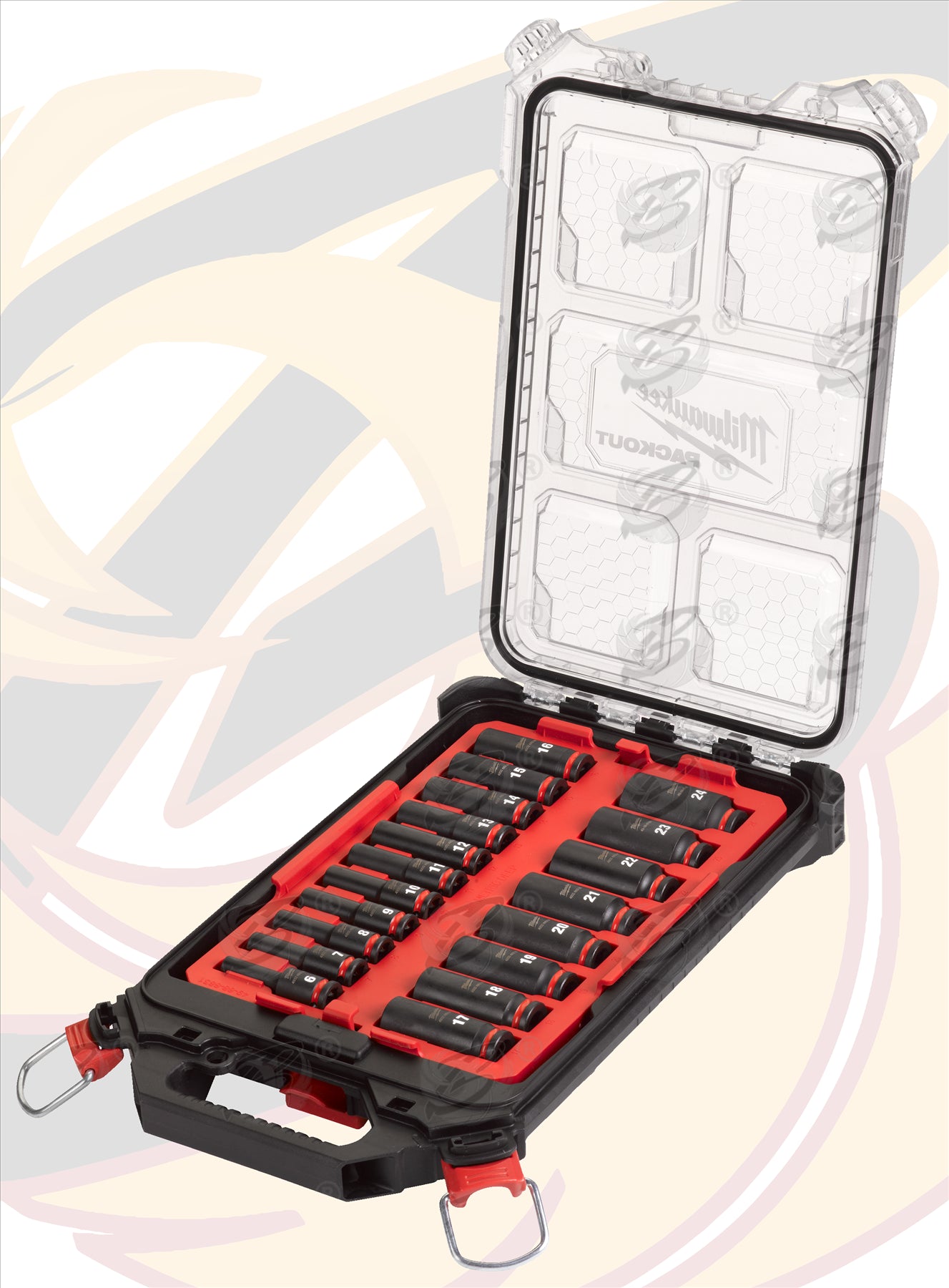 MILWAUKEE 19PCS 3/8" DRIVE 6 POINT DEEP IMPACT SOCKETS 6MM - 24MM IN PACKOUT ( SHOCKWAVE IMPACT DUTY )