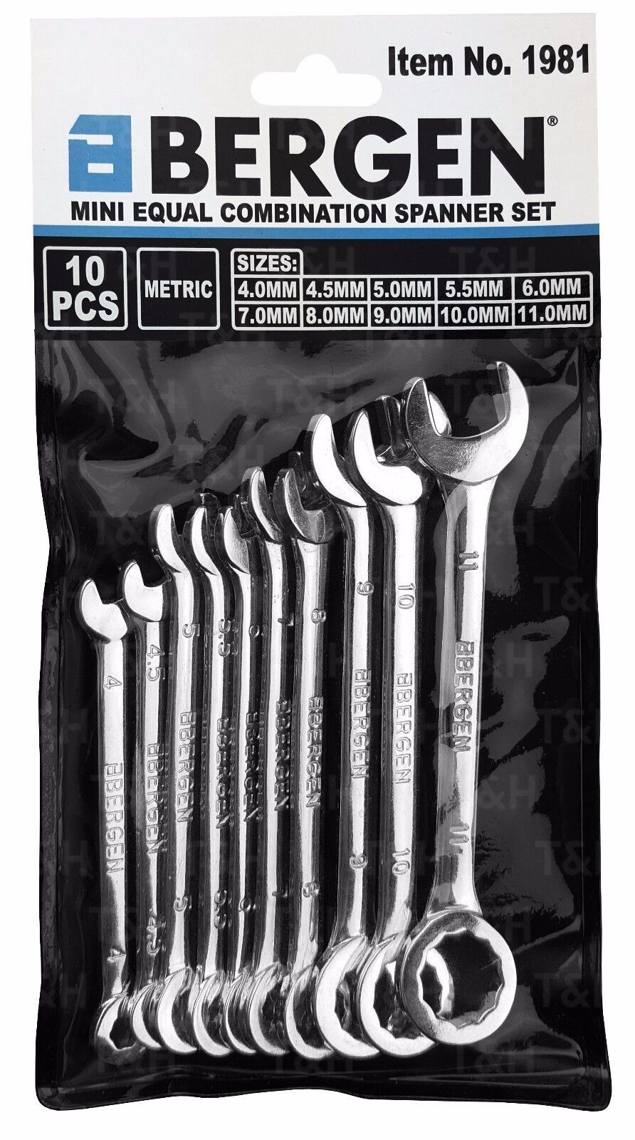 US Pro 10 Piece Mini Equal Combination Spanner Set 4mm - 11mm 2080