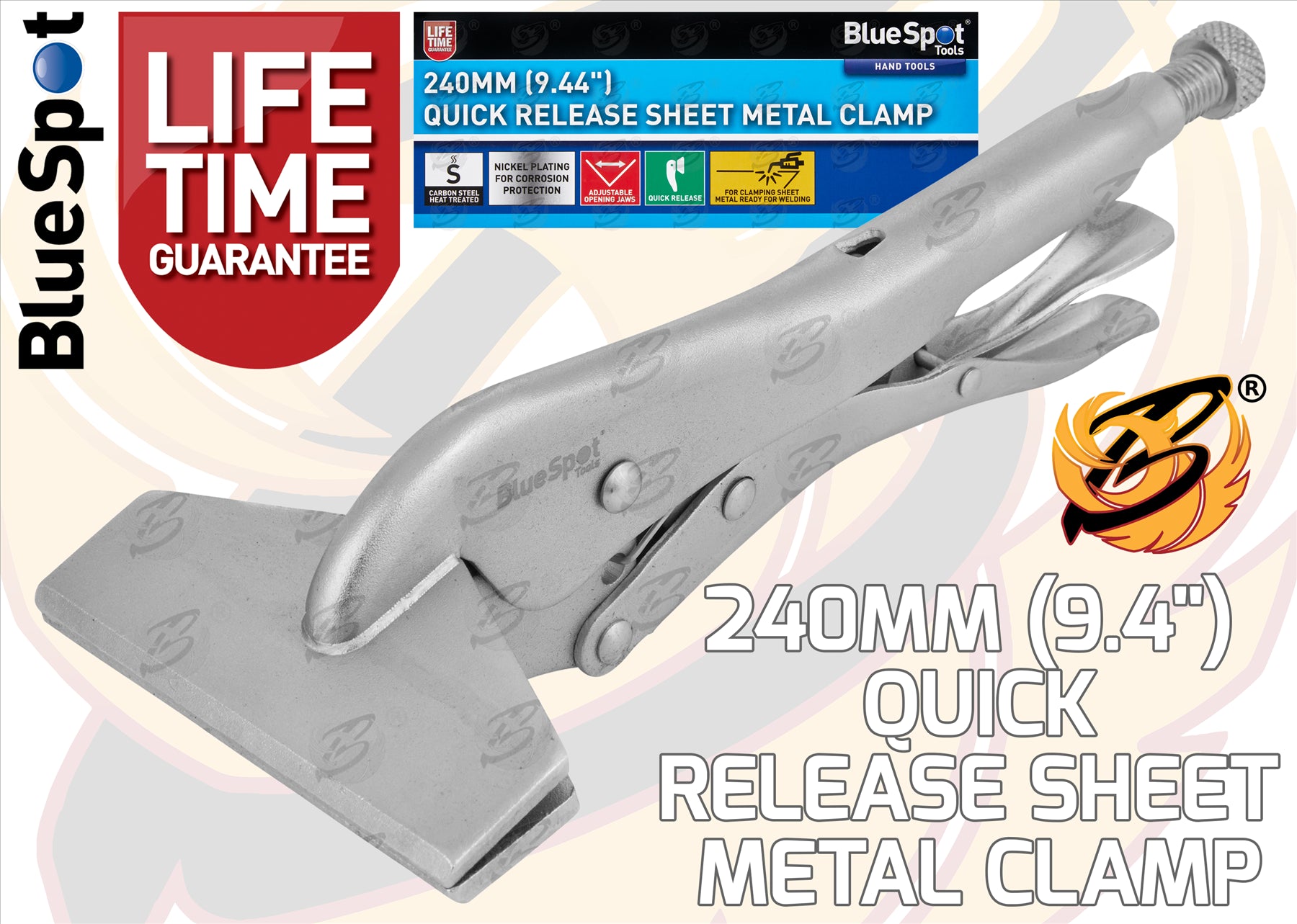 BLUESPOT 240MM QUICK RELEASE SHEET METAL CLAMP