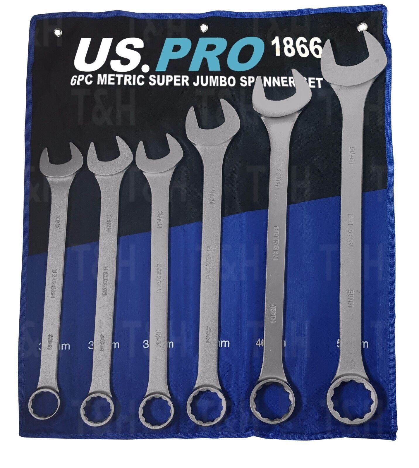 US Pro 6 Piece Jumbo Combination Spanner Set 33mm - 50mm  1866
